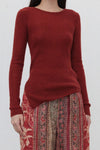 INTO THE EAST 24 Autumn and Winter Wool Blend Asymmetric Knit Top ITE-E1YGAW012RE20TP-HONG Red